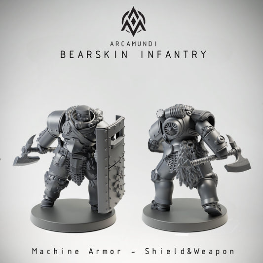 Heavy Machine Armor Infantry Miniature | 32mm Dieselpunk Armored Soldier Resin Mini | Unpainted Grimdark Wargaming Figure | Trench Knight