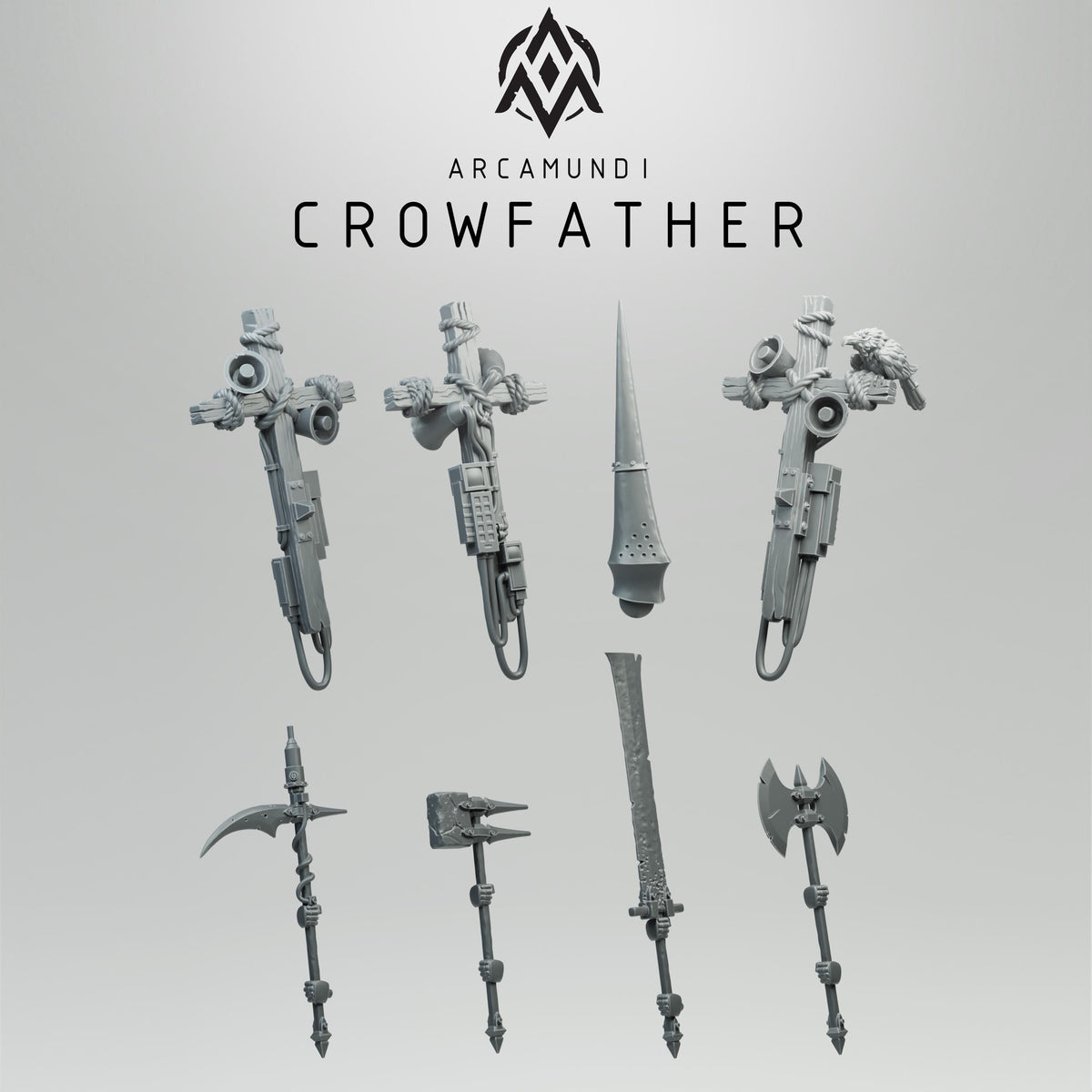 Crowfather War Prophet Miniature | 32mm Grimdark Raven Priest Resin Mini | Unpainted Dark Wargaming Figure | Crow Scythe Cult Leader