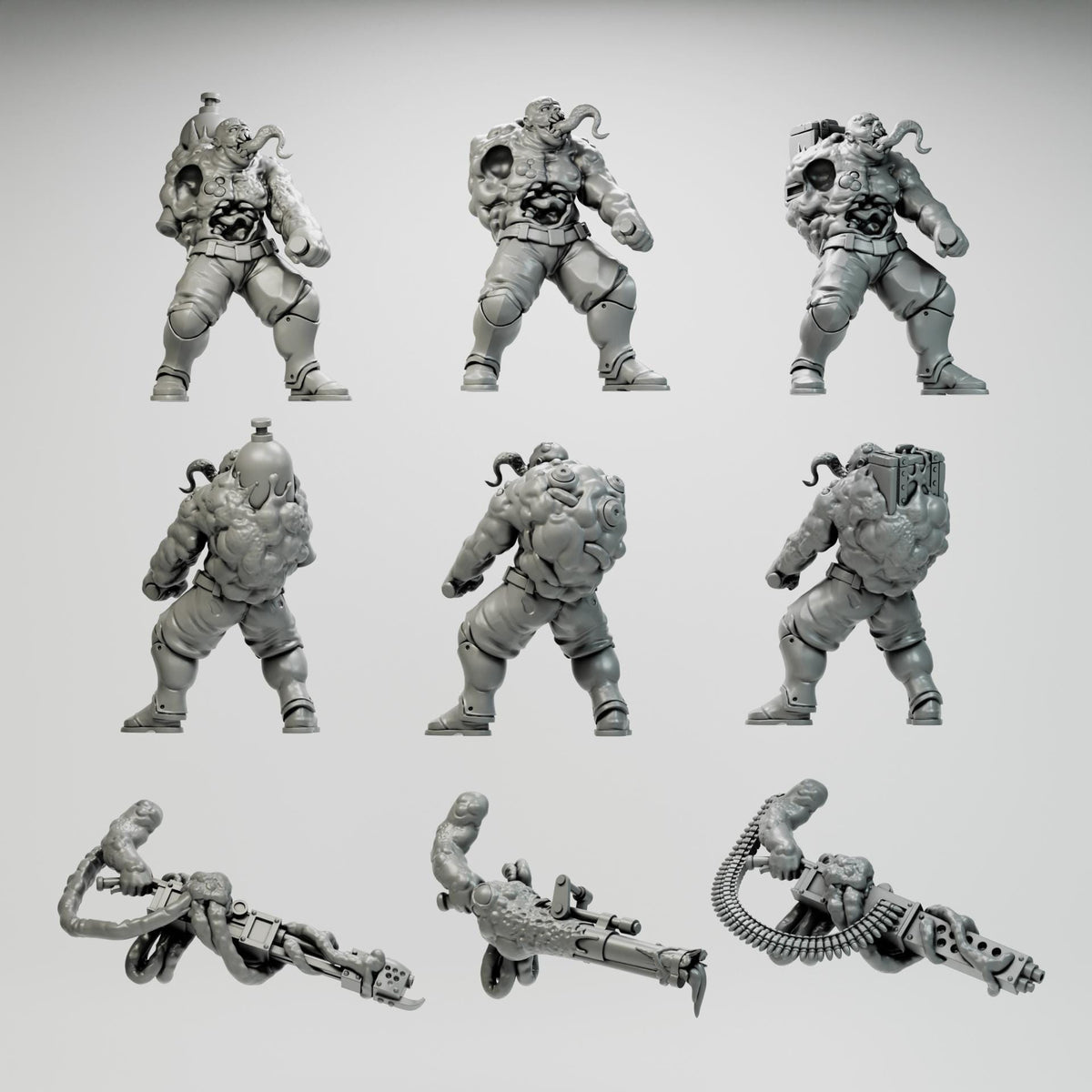 Rot Servant Miniatures | 32mm Grimdark Corrupted Heavy Gunner Resin Minis | Unpainted Dark Horror Wargaming Figures | Plague Warband Unit
