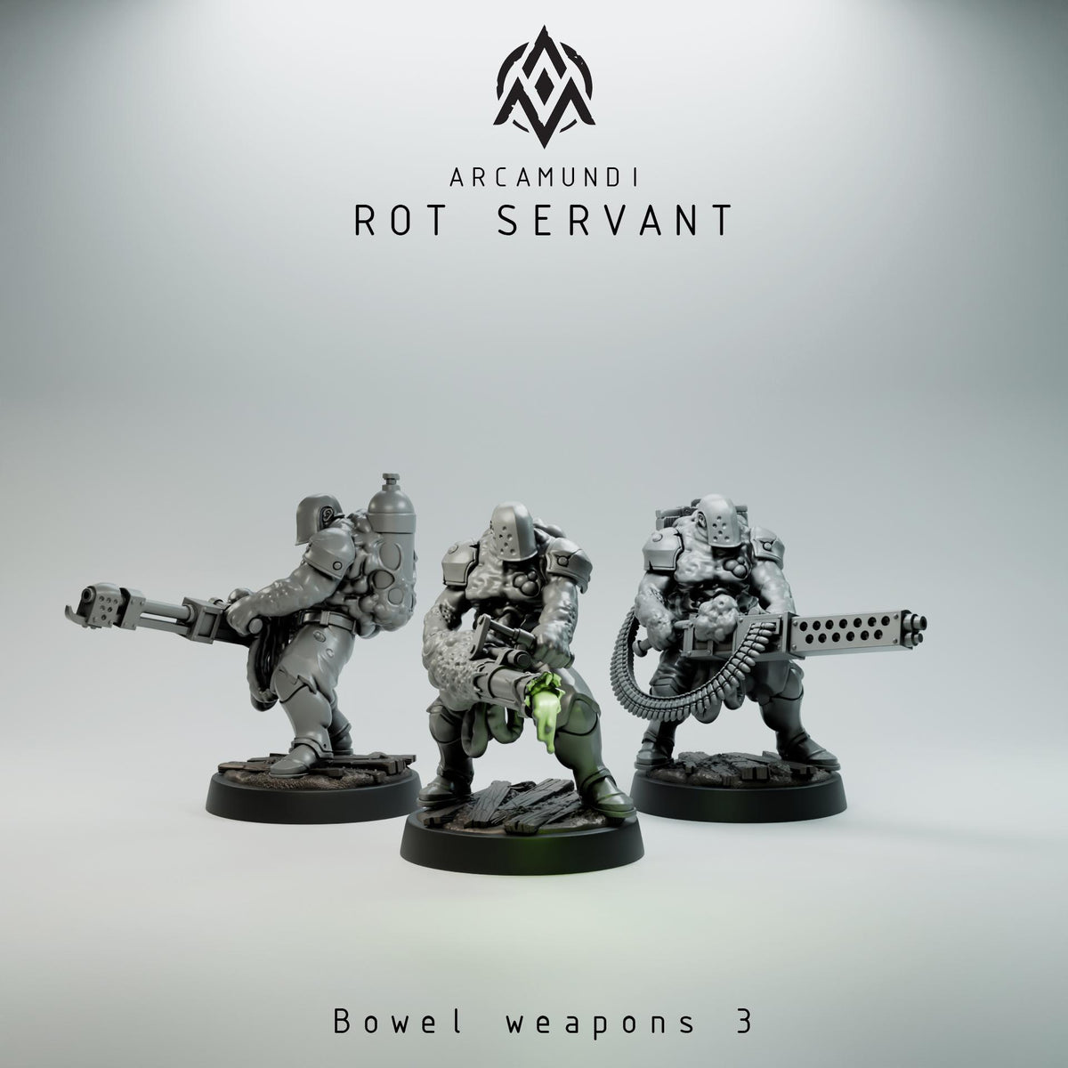 Rot Servant Miniatures | 32mm Grimdark Corrupted Heavy Gunner Resin Minis | Unpainted Dark Horror Wargaming Figures | Plague Warband Unit