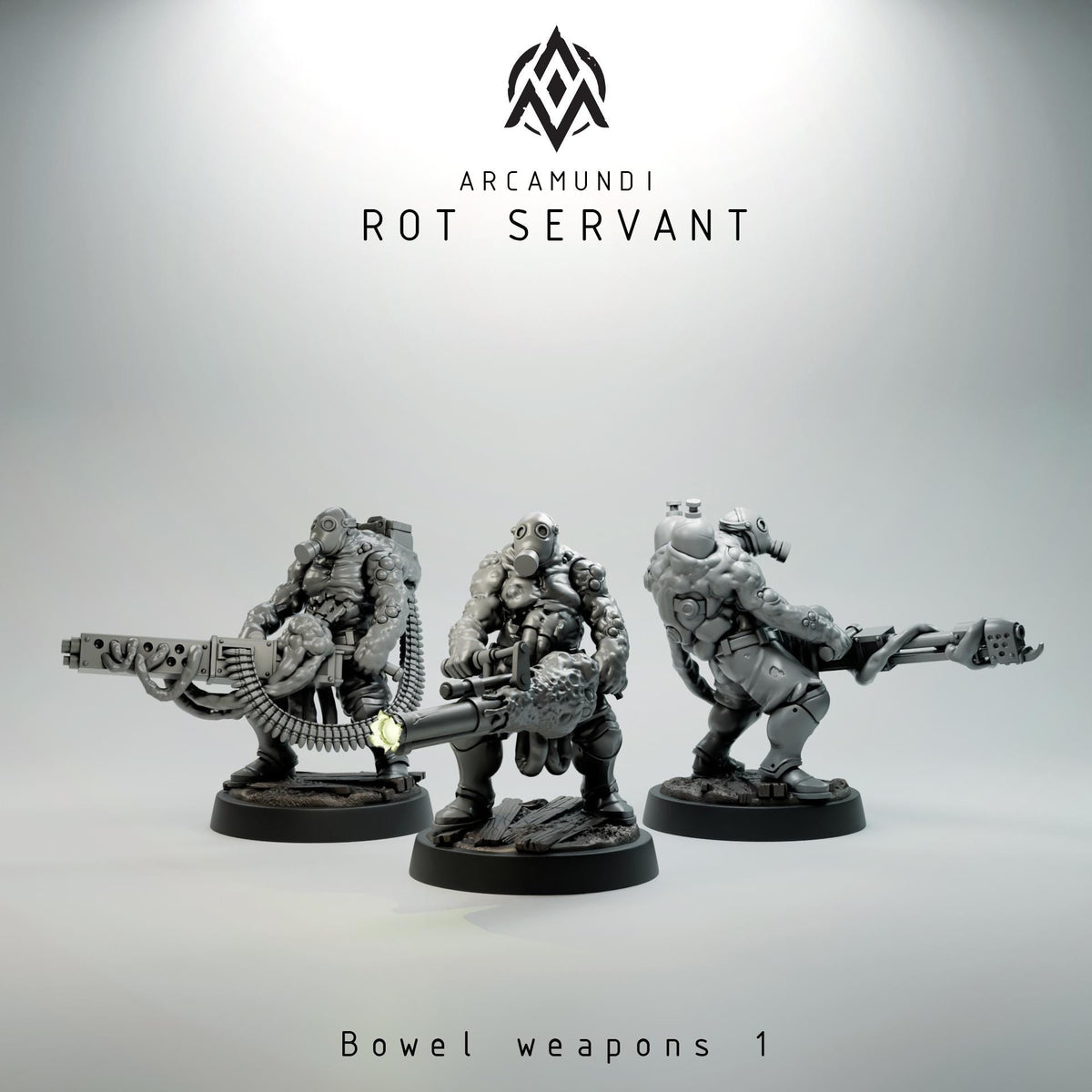 Rot Servant Miniatures | 32mm Grimdark Corrupted Heavy Gunner Resin Minis | Unpainted Dark Horror Wargaming Figures | Plague Warband Unit