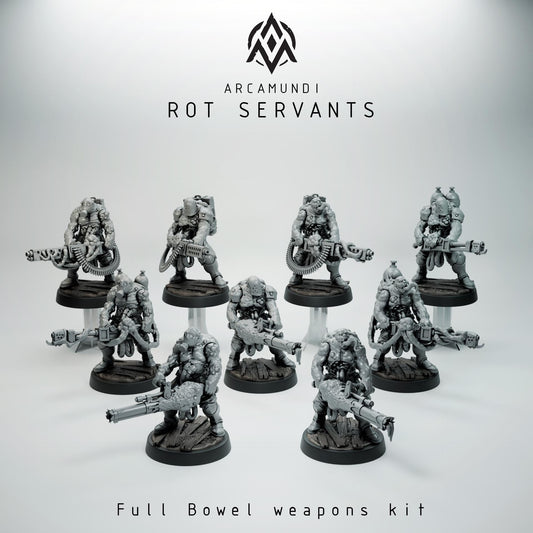 Rot Servant Miniatures | 32mm Grimdark Corrupted Heavy Gunner Resin Minis | Unpainted Dark Horror Wargaming Figures | Plague Warband Unit