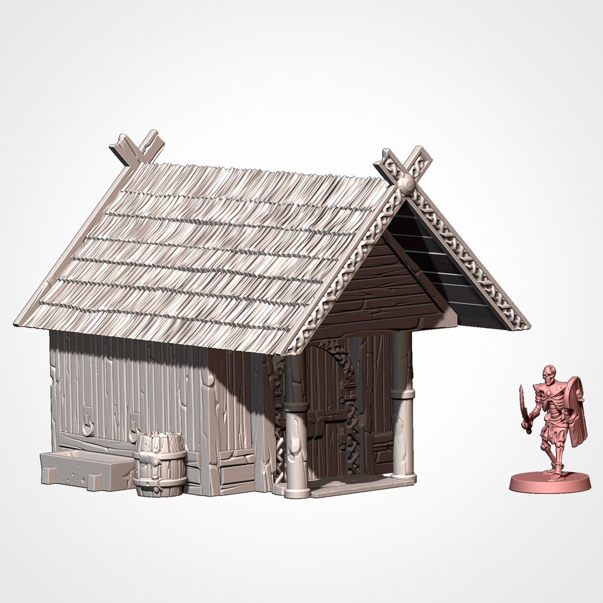 Medieval Viking Village Terrain Set | 32mm Thatched Timber House Scenery | Fantasy Tabletop Wargaming Buildings | Norse Saxon RPG Diorama