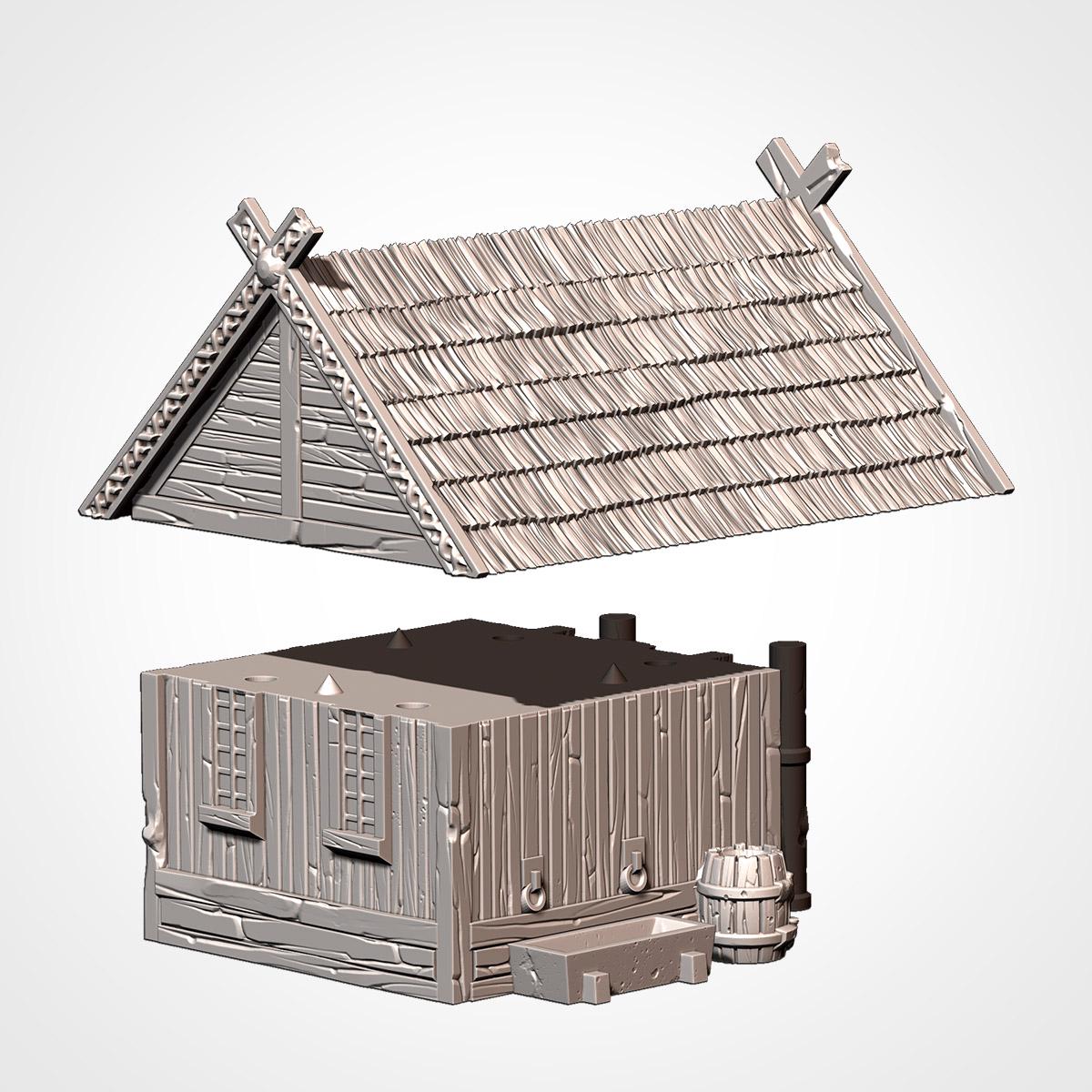 Medieval Viking Village Terrain Set | 32mm Thatched Timber House Scenery | Fantasy Tabletop Wargaming Buildings | Norse Saxon RPG Diorama