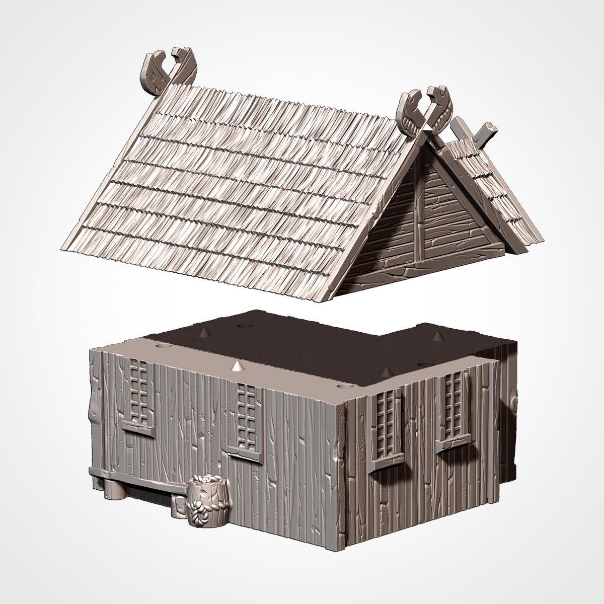 Medieval Viking Village Terrain Set | 32mm Thatched Timber House Scenery | Fantasy Tabletop Wargaming Buildings | Norse Saxon RPG Diorama