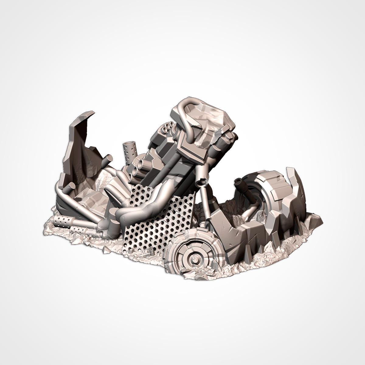 Crashed Orc Buggies Terrain Set | 32mm Destroyed Sci-Fi Vehicle Wrecks | Tabletop Wargaming Battlefield Cover | Post Apocalyptic Diorama