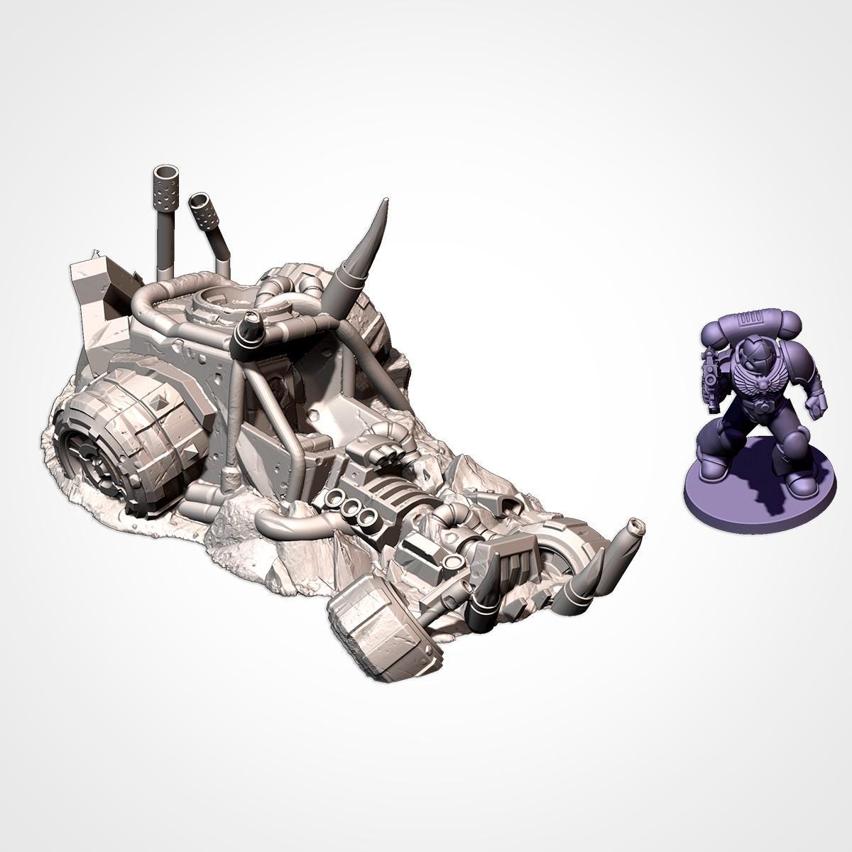 Crashed Orc Buggies Terrain Set | 32mm Destroyed Sci-Fi Vehicle Wrecks | Tabletop Wargaming Battlefield Cover | Post Apocalyptic Diorama
