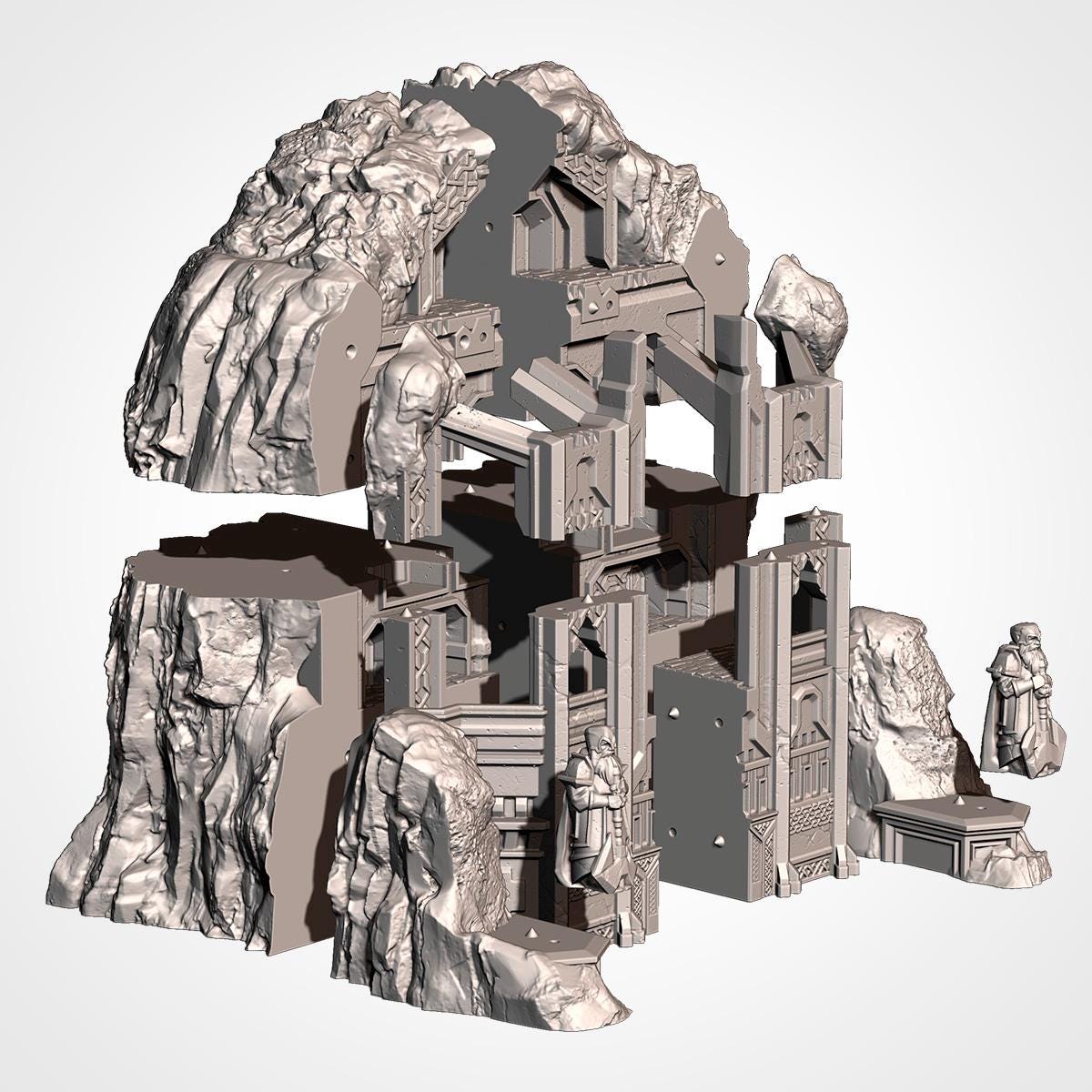 Large Fantasy Mountain Terrain | 32mm Dwarven Mountain Hold Scenery | Tabletop Wargaming Modular Peak | RPG Cavern Stronghold Diorama