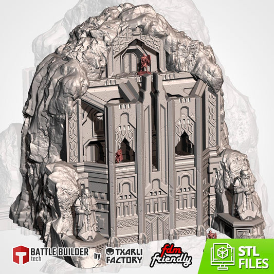 Large Fantasy Mountain Terrain | 32mm Dwarven Mountain Hold Scenery | Tabletop Wargaming Modular Peak | RPG Cavern Stronghold Diorama