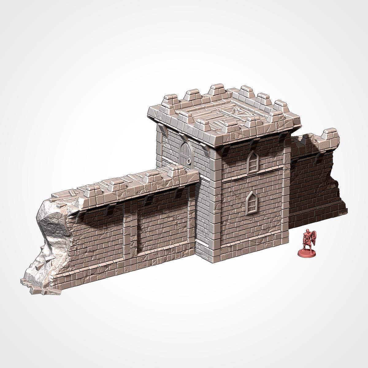 Medieval Castle Fortress Terrain Set | 32mm Fantasy Stronghold Walls & Towers | Tabletop Wargaming Scenery Building | RPG Keep Diorama