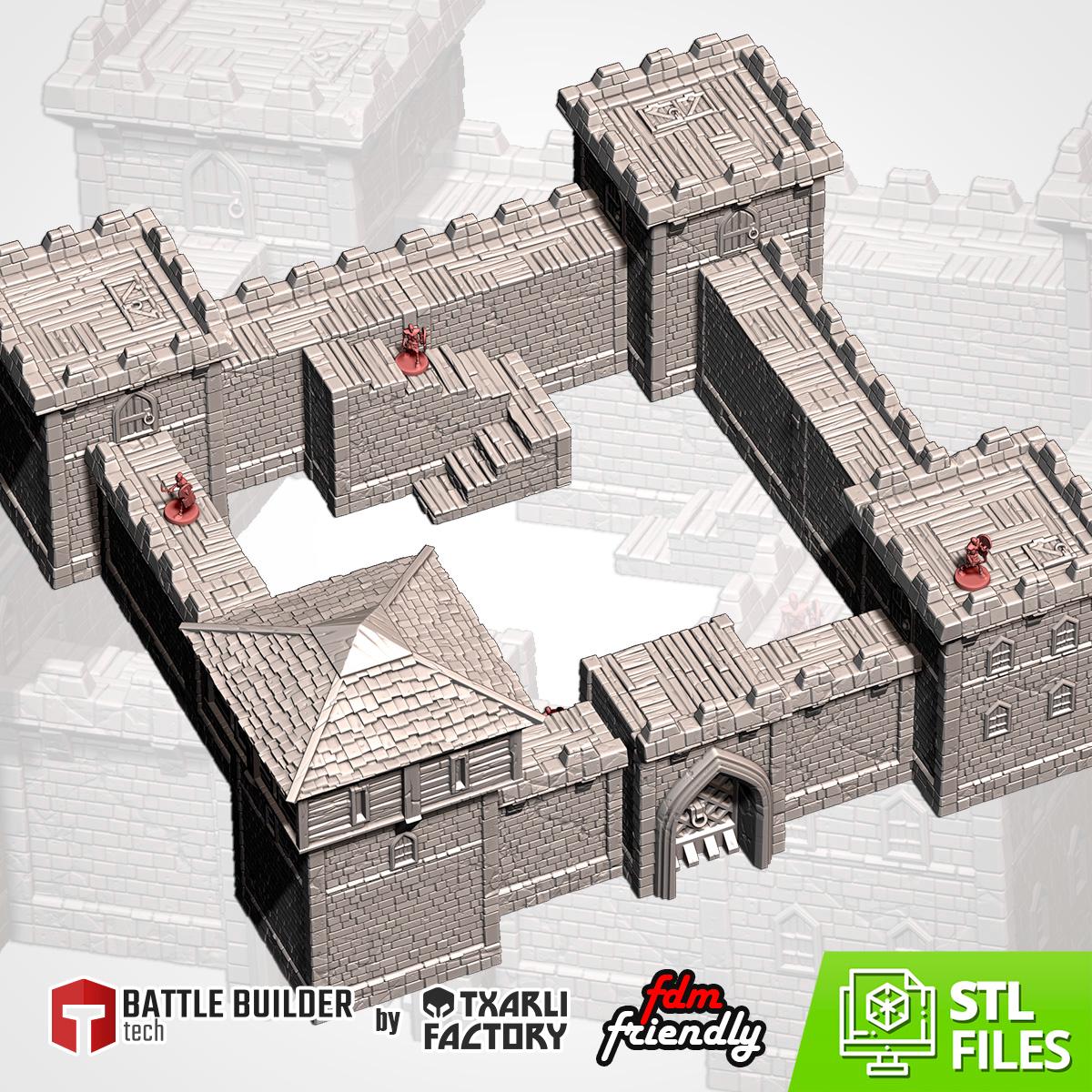 Medieval Castle Fortress Terrain Set | 32mm Fantasy Stronghold Walls & Towers | Tabletop Wargaming Scenery Building | RPG Keep Diorama