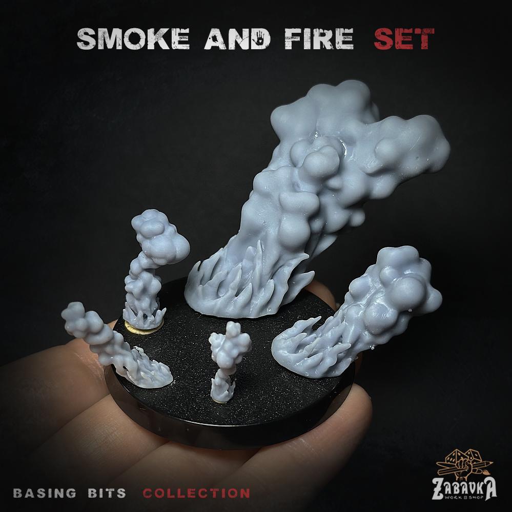 Smoke & Fire Effect Bits | Flame Explosion Resin Pieces | Miniature Special Effects | Tabletop Wargaming Action Diorama Accessories