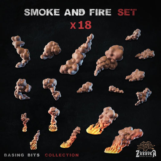 Smoke & Fire Effect Bits | Flame Explosion Resin Pieces | Miniature Special Effects | Tabletop Wargaming Action Diorama Accessories