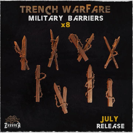 Military Barrier Basing Bits | Barbed Wire & Obstacle Resin Pieces | Miniature Base Decoration | WW1 Trench Wargaming Diorama Scatter