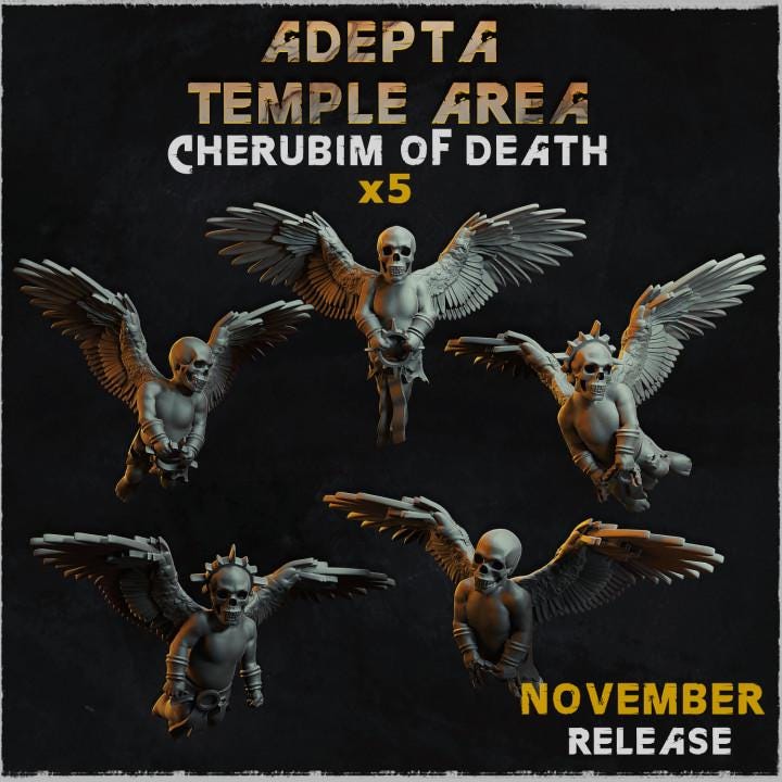 Death Cherub Basing Bits | Gothic Skeletal Angel Statue Resin Pieces | Miniature Base Decoration | Dark Temple Wargaming Diorama Scatter
