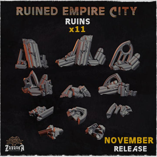 Ruined Wall Section Basing Bits | Large Gothic Ruin Fragment Resin Pieces | Miniature Base & Diorama Decoration | Ancient City Wargaming