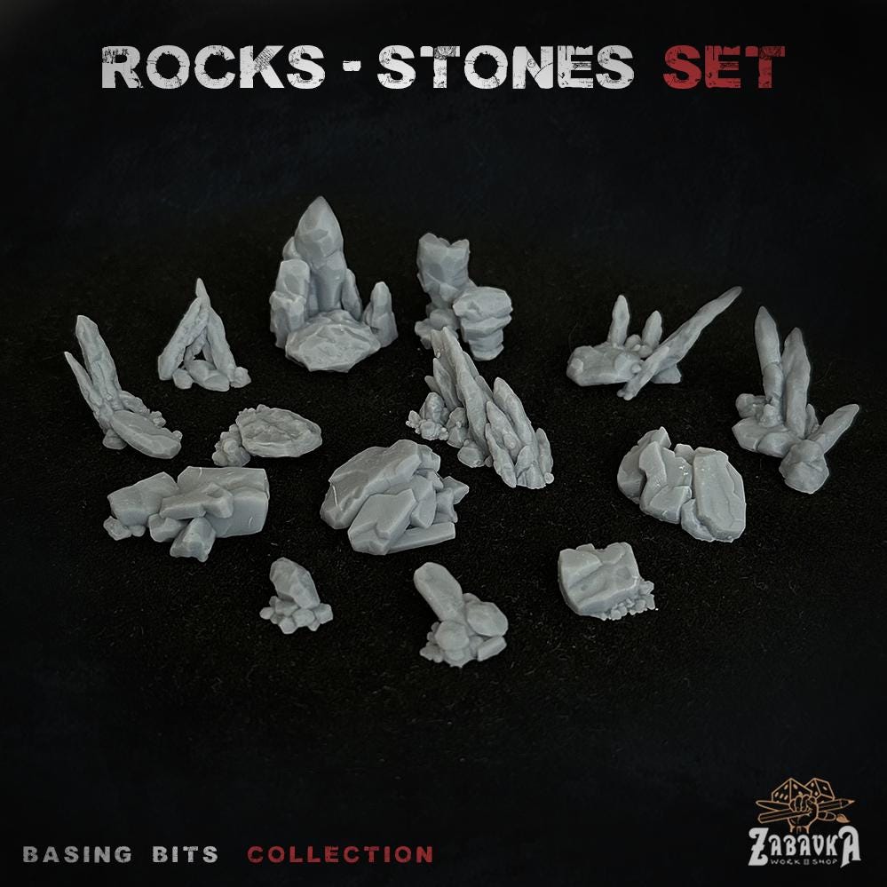 Rocks & Stones Basing Bits | Natural Boulder Resin Pieces | Miniature Base Decoration | Tabletop Wargaming Diorama Scenery Scatter