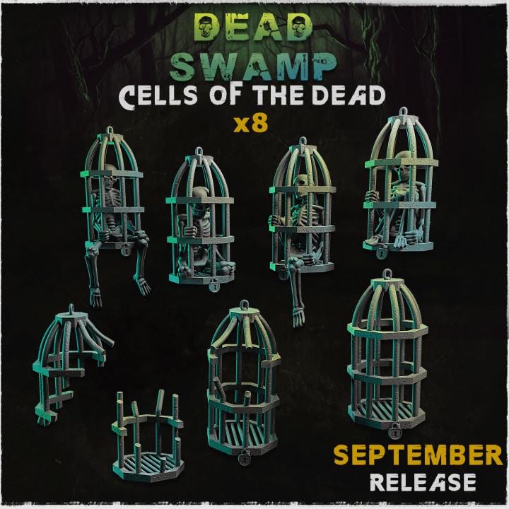 Prison Cage of the Dead Scenery | Skeleton Cell Resin Piece | Miniature Gothic Swamp Terrain | Dark Fantasy Wargaming Diorama Accessory