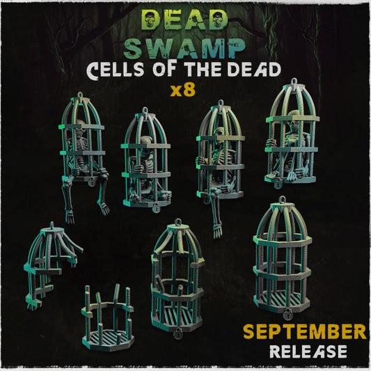 Prison Cage of the Dead Scenery | Skeleton Cell Resin Piece | Miniature Gothic Swamp Terrain | Dark Fantasy Wargaming Diorama Accessory