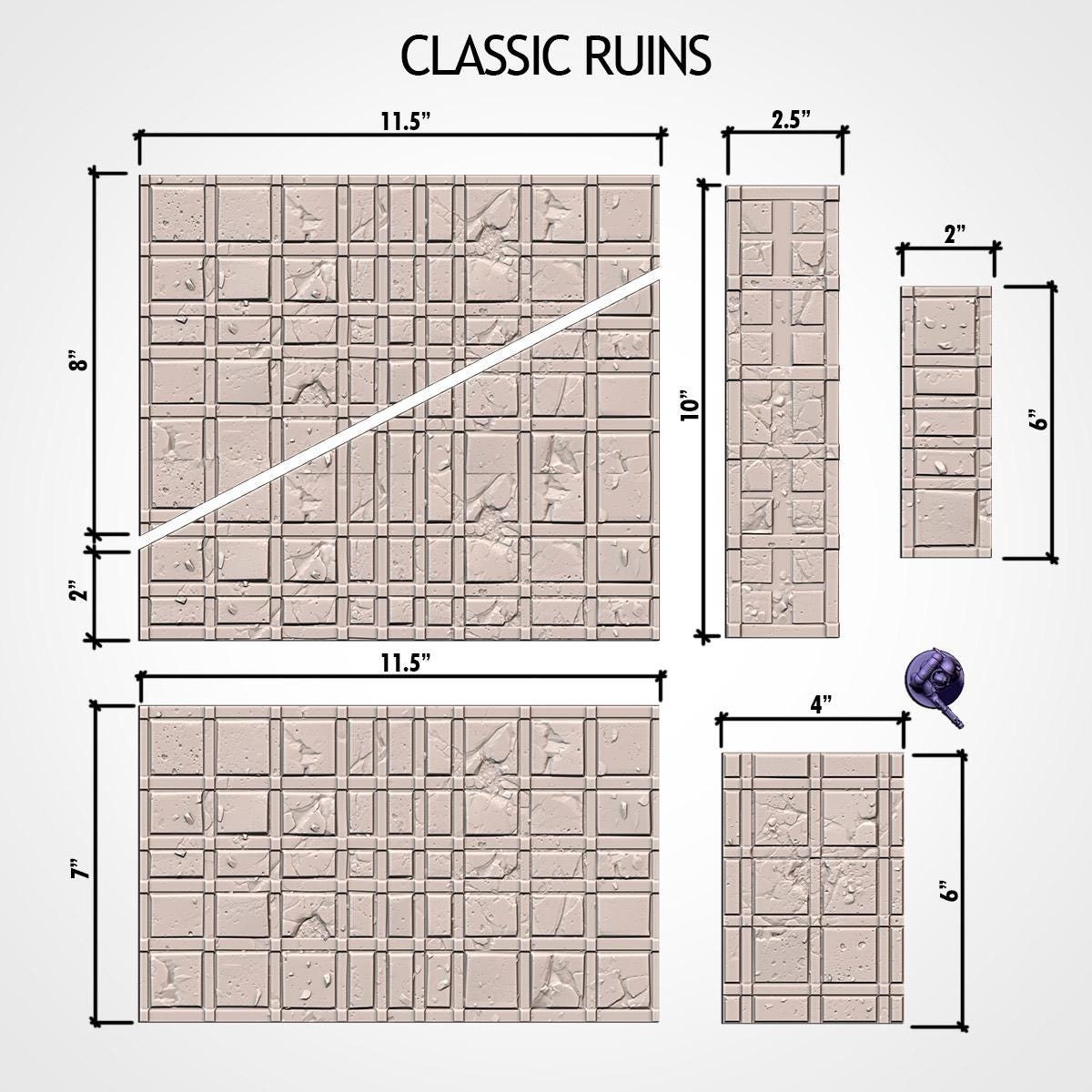 Complete Sci-Fi Ruins Table Terrain Set | 32mm Gothic Industrial Battlefield | Tabletop Wargaming Tournament Layout | Grimdark