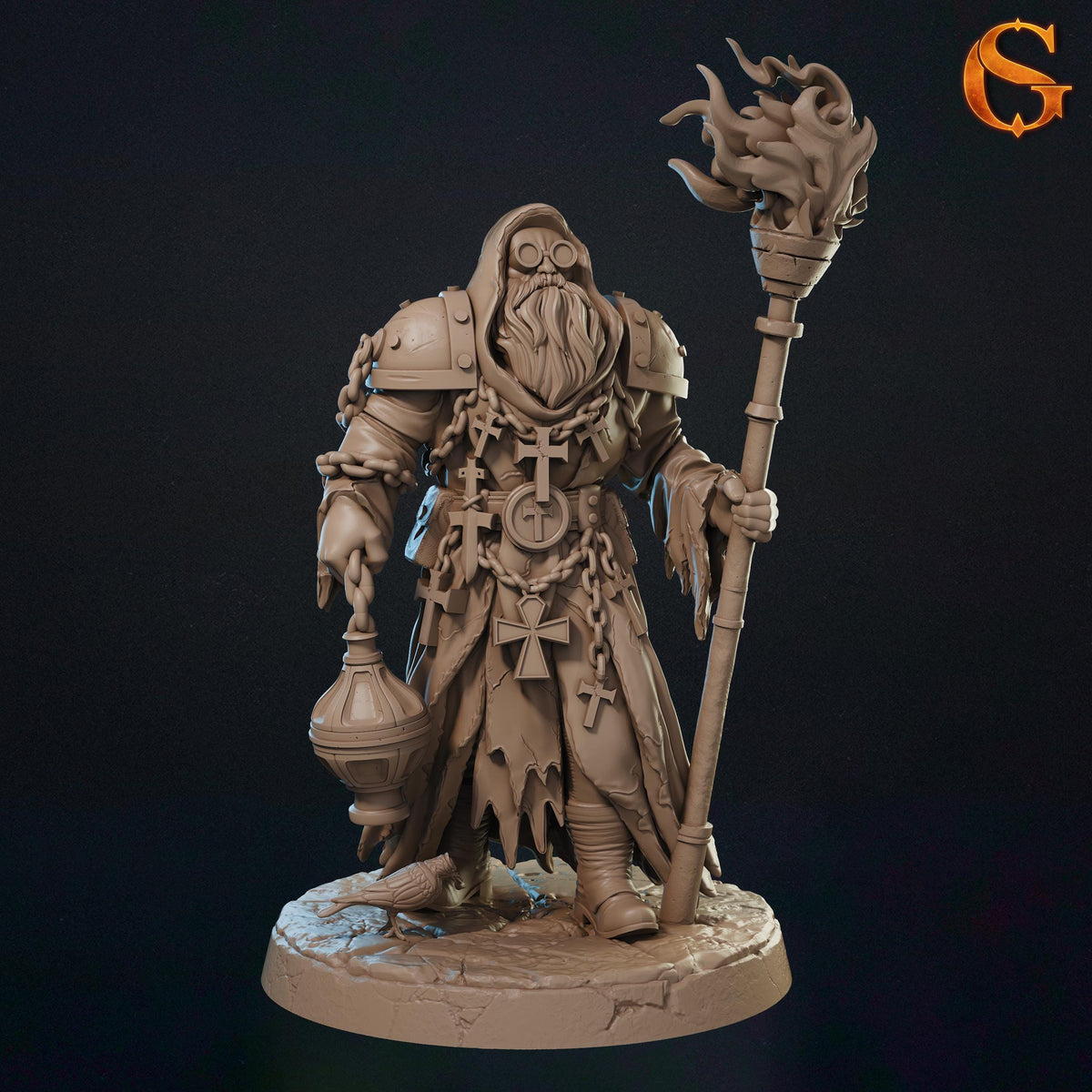 War Patriarch Miniatures | 32mm Norse Cult Leader Resin Minis | Unpainted Grimdark Elder Priest Figures | Dark Wargaming Commander Unit
