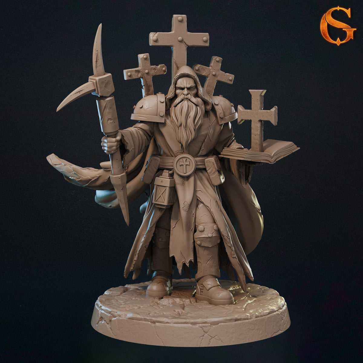 War Patriarch Miniatures | 32mm Norse Cult Leader Resin Minis | Unpainted Grimdark Elder Priest Figures | Dark Wargaming Commander Unit