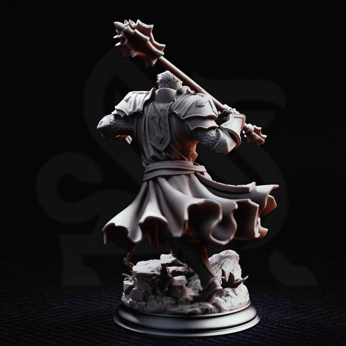War Paladin Miniature Thaddeus | 32mm 75mm Holy Knight Resin Mini | Unpainted Tabletop RPG Fighter Figure | DnD Cleric Crusader Character
