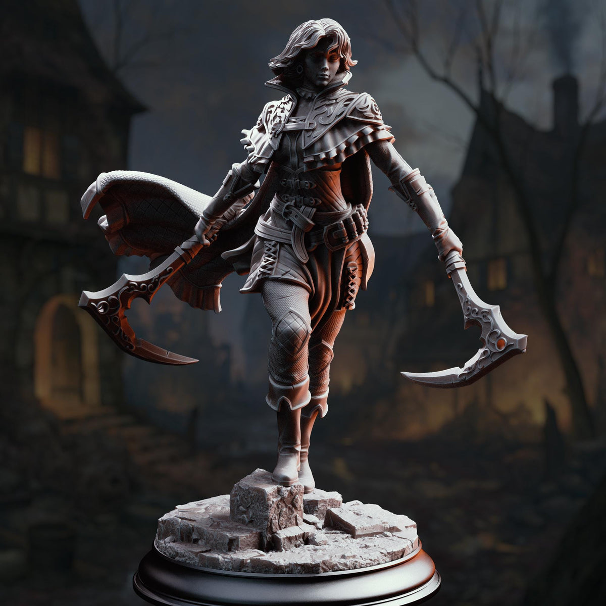 Blood Rogue Miniature Hera | 32mm 75mm Female Scythe Assassin Resin Mini | Unpainted Tabletop RPG Figure | DnD Dark Outlaw Character