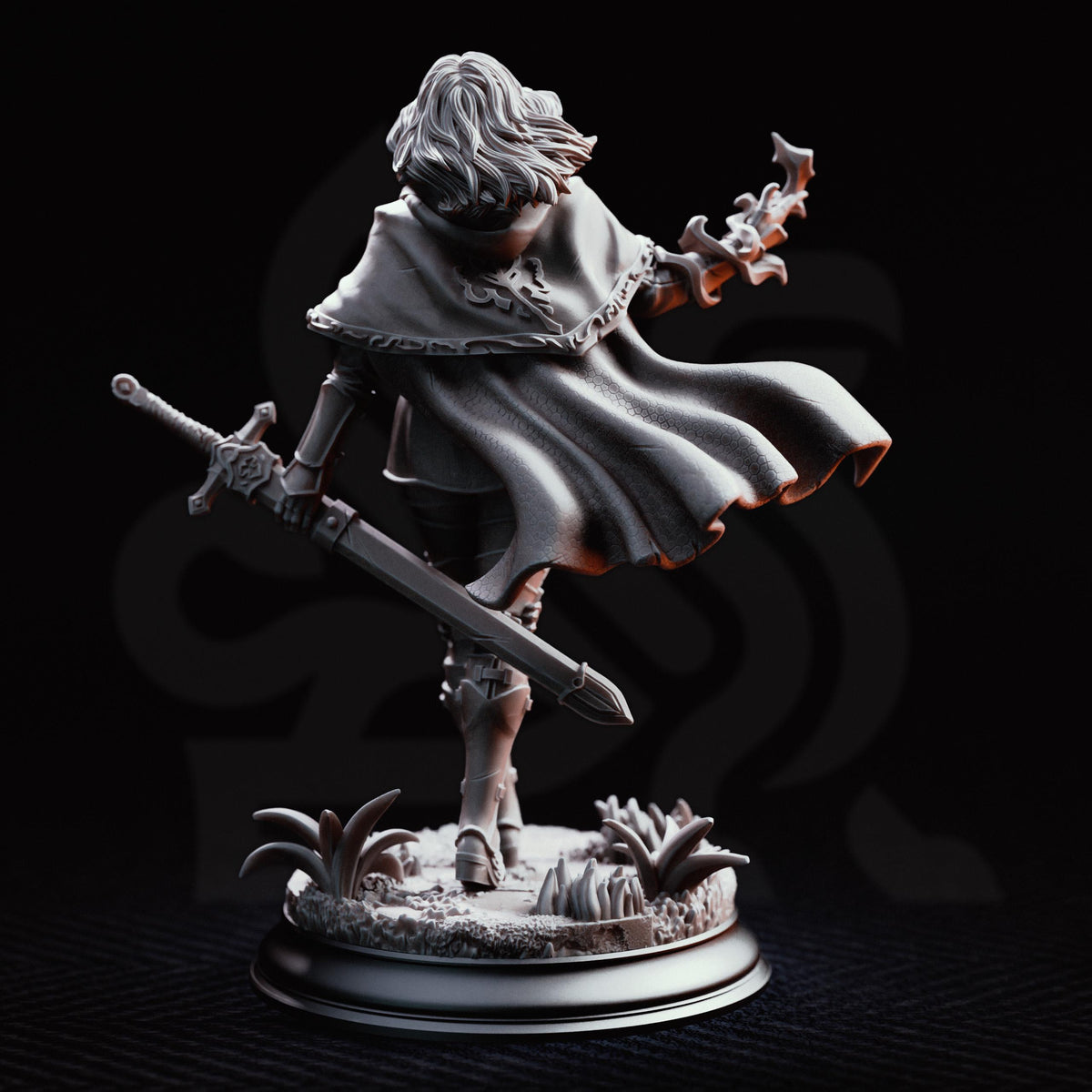 Spellknight Miniature Erina | 32mm 75mm Female Battle Mage Knight Resin Mini | Unpainted Tabletop RPG Figure | DnD Spellsword Character