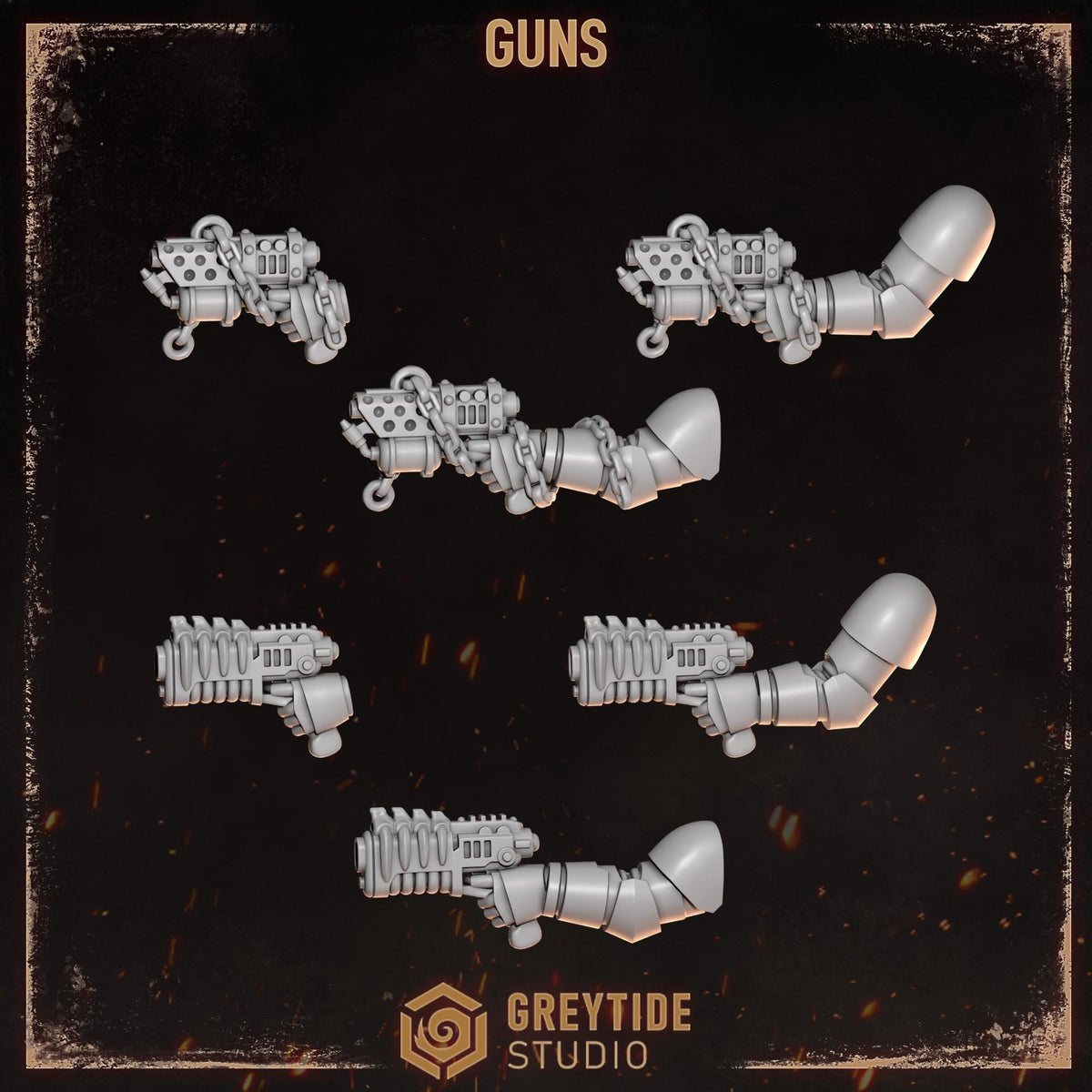 Cursed Company 2 Conversion Bits Pack | Flaming Skull Helmet & Weapon Resin Bits | Miniature Kitbash Set | Grimdark Wargaming Fire FX
