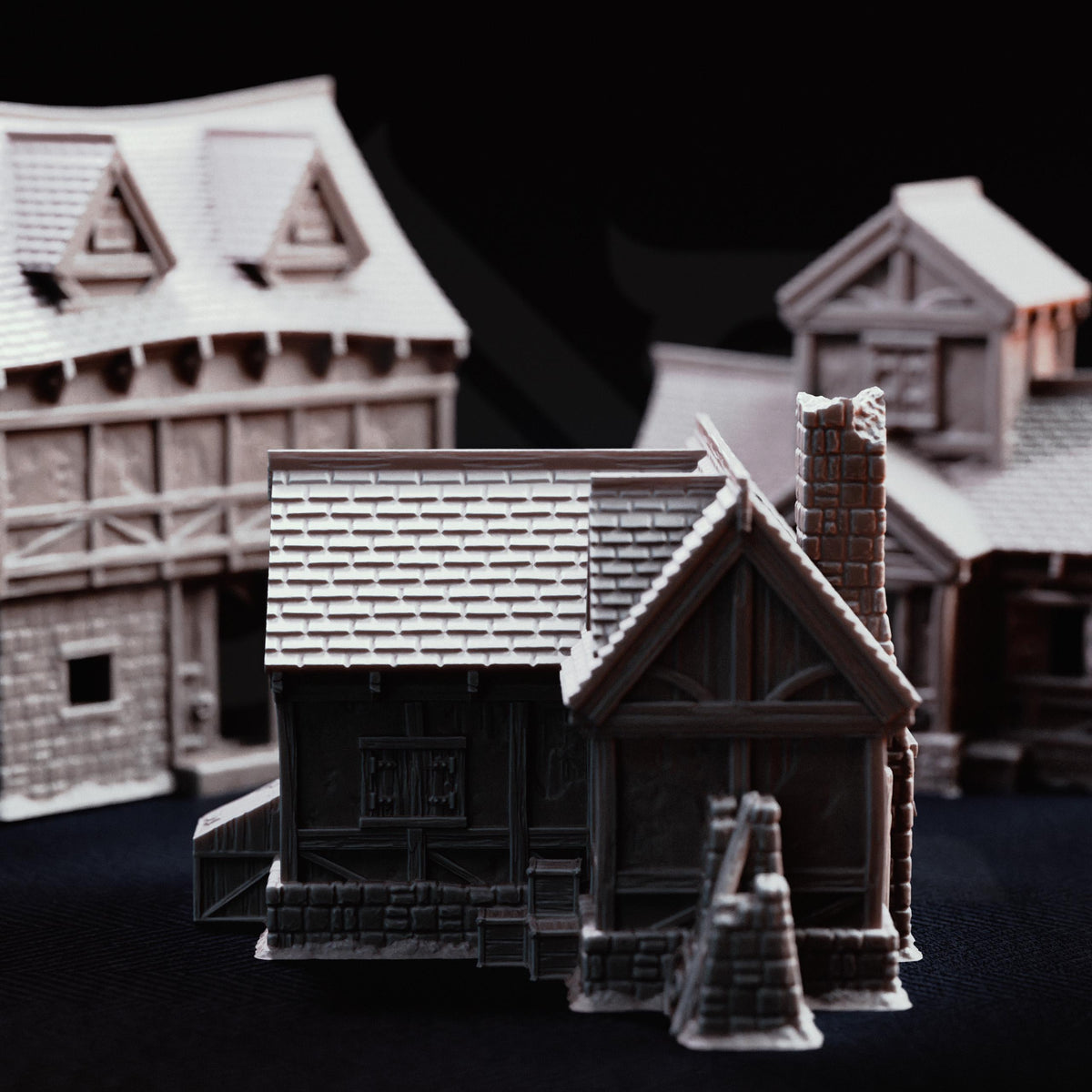 Medieval Village Terrain Set | 28mm Dark Fantasy Cottage Mill & Cabin Buildings | Tabletop RPG Wargaming Scenery | DnD Plague Town Diorama