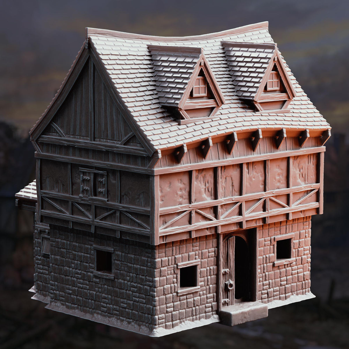 Medieval Village Terrain Set | 28mm Dark Fantasy Cottage Mill & Cabin Buildings | Tabletop RPG Wargaming Scenery | DnD Plague Town Diorama
