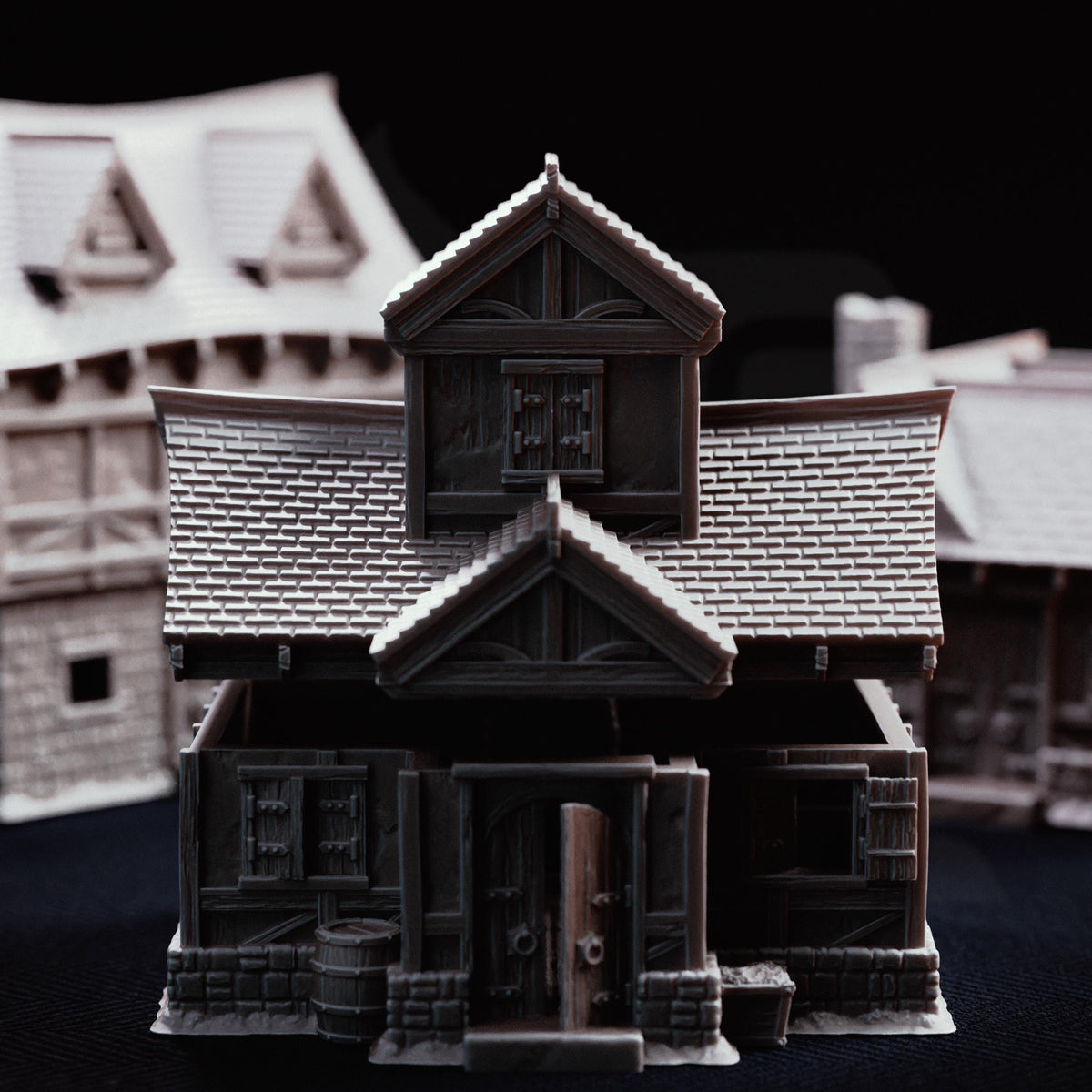 Medieval Village Terrain Set | 28mm Dark Fantasy Cottage Mill & Cabin Buildings | Tabletop RPG Wargaming Scenery | DnD Plague Town Diorama