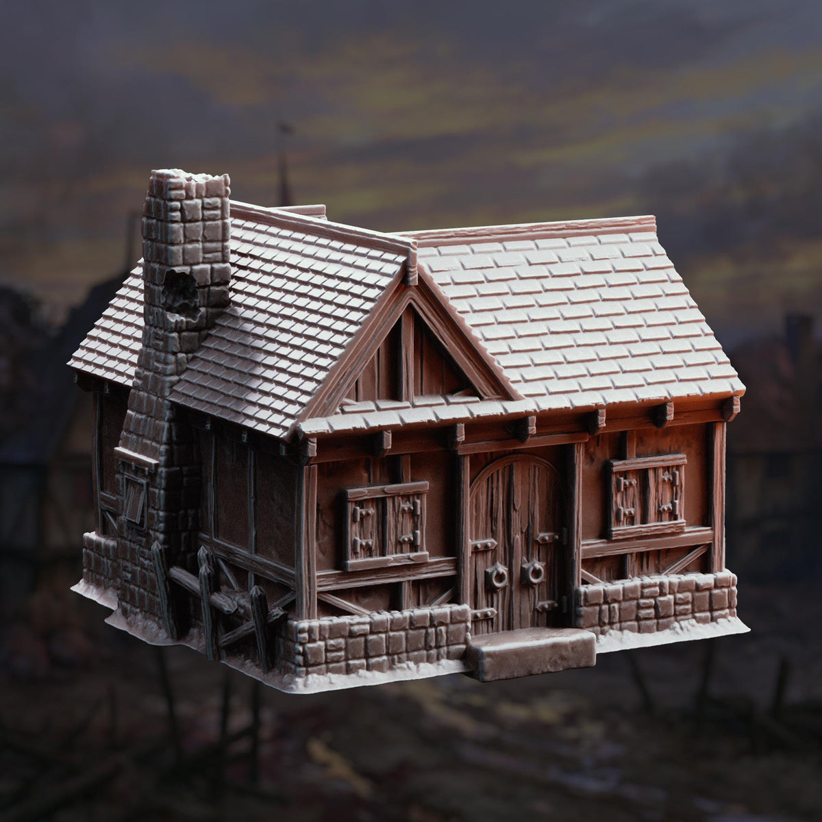 Medieval Village Terrain Set | 28mm Dark Fantasy Cottage Mill & Cabin Buildings | Tabletop RPG Wargaming Scenery | DnD Plague Town Diorama