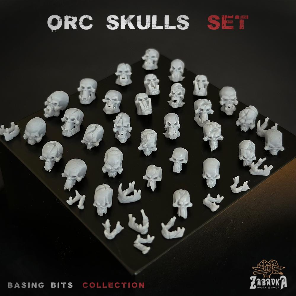 Orc Skull Basing Bits | Miniature Base Decoration Resin Pieces | Tabletop Wargaming Diorama Accessories | Fantasy Hobby Skull Scatter