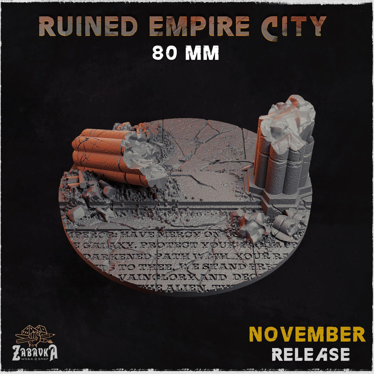 Ruined Roman City Miniature Bases & Toppers | 25mm 32mm 40mm Round Oval Sizes | Gothic Wargaming Resin Base Set | Magnet Ready Scenic Basing