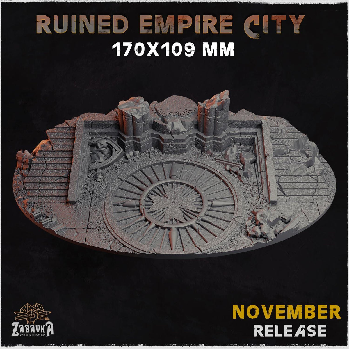 Ruined Roman City Miniature Bases & Toppers | 25mm 32mm 40mm Round Oval Sizes | Gothic Wargaming Resin Base Set | Magnet Ready Scenic Basing