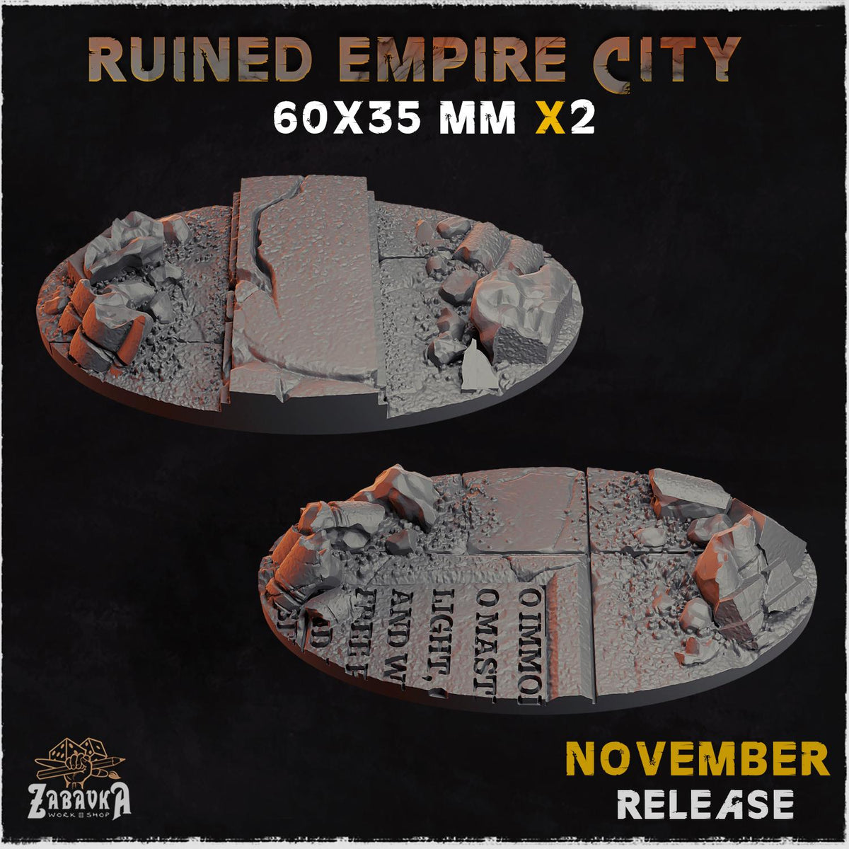 Ruined Roman City Miniature Bases & Toppers | 25mm 32mm 40mm Round Oval Sizes | Gothic Wargaming Resin Base Set | Magnet Ready Scenic Basing