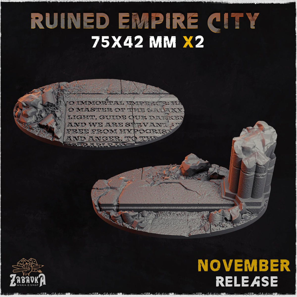 Ruined Roman City Miniature Bases & Toppers | 25mm 32mm 40mm Round Oval Sizes | Gothic Wargaming Resin Base Set | Magnet Ready Scenic Basing
