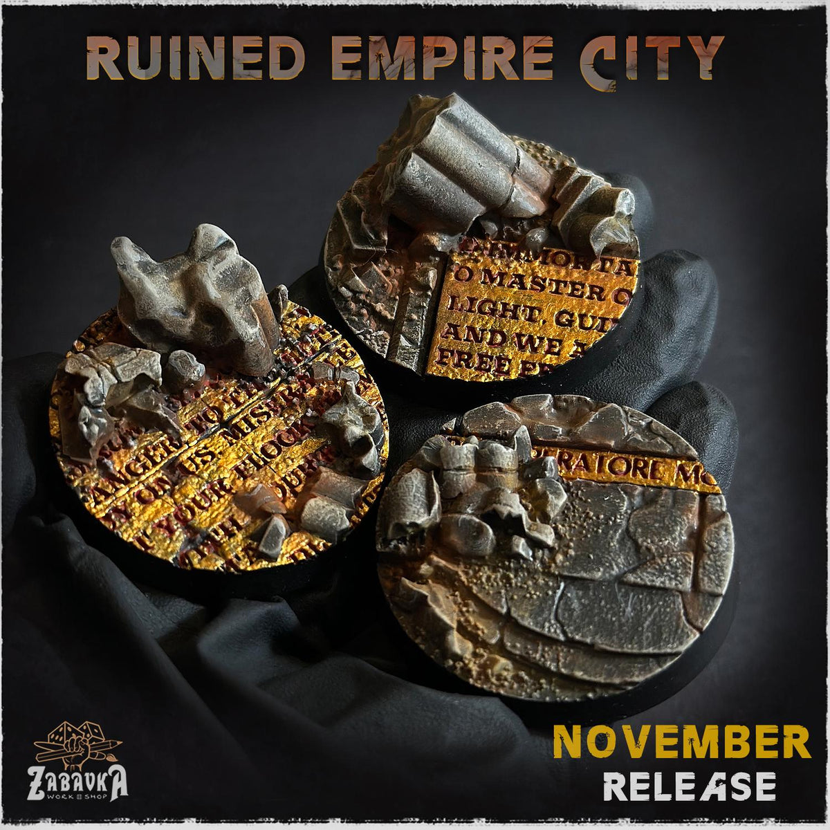 Ruined Roman City Miniature Bases & Toppers | 25mm 32mm 40mm Round Oval Sizes | Gothic Wargaming Resin Base Set | Magnet Ready Scenic Basing