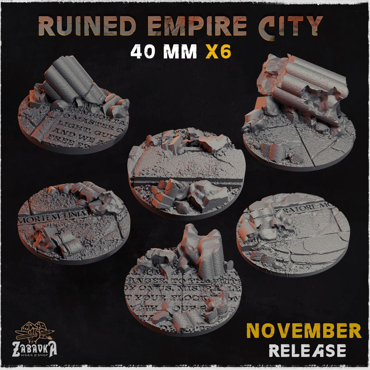Ruined Roman City Miniature Bases & Toppers | 25mm 32mm 40mm Round Oval Sizes | Gothic Wargaming Resin Base Set | Magnet Ready Scenic Basing