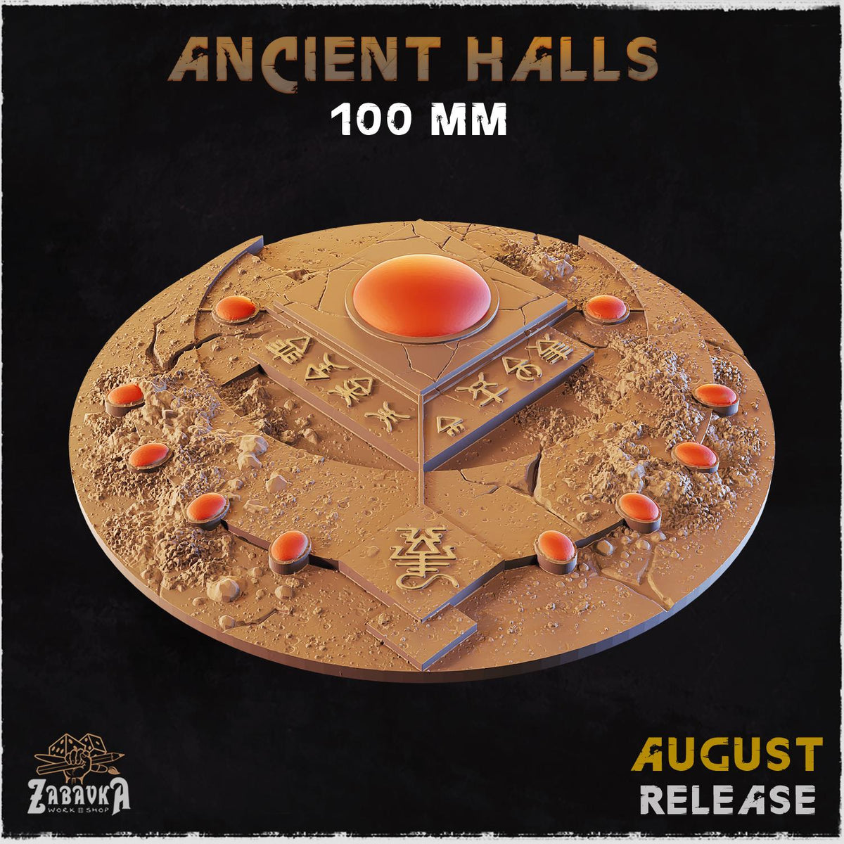 Ancient Temple Miniature Bases & Toppers | 25mm 32mm 40mm Round Oval Sizes | Arcane Crystal Wargaming Resin Base Set | Magnet Ready