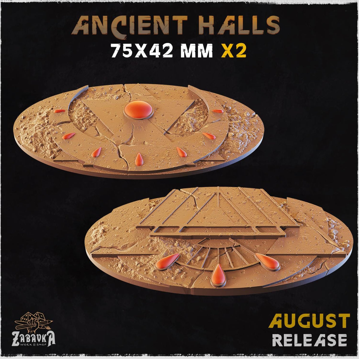 Ancient Temple Miniature Bases & Toppers | 25mm 32mm 40mm Round Oval Sizes | Arcane Crystal Wargaming Resin Base Set | Magnet Ready