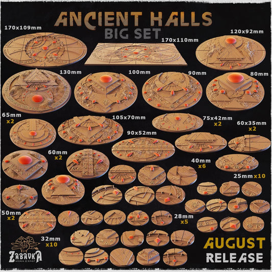 Ancient Temple Miniature Bases & Toppers | 25mm 32mm 40mm Round Oval Sizes | Arcane Crystal Wargaming Resin Base Set | Magnet Ready