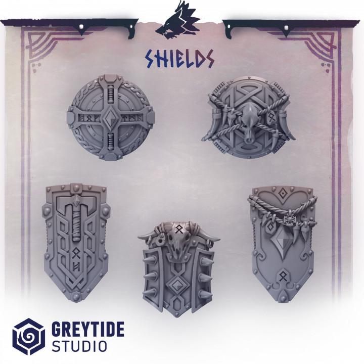Primal Hounds Shields x5 for Wargames & Skirmish Tabletop 3d Printed Kit Bash Custom Bits