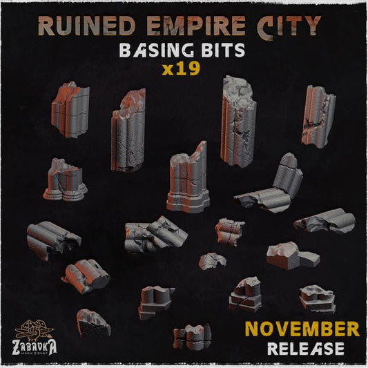 Ruined City Basing Bits | Broken Column & Stone Rubble Resin Pieces | Miniature Base Decoration | Gothic Wargaming Diorama Accessories