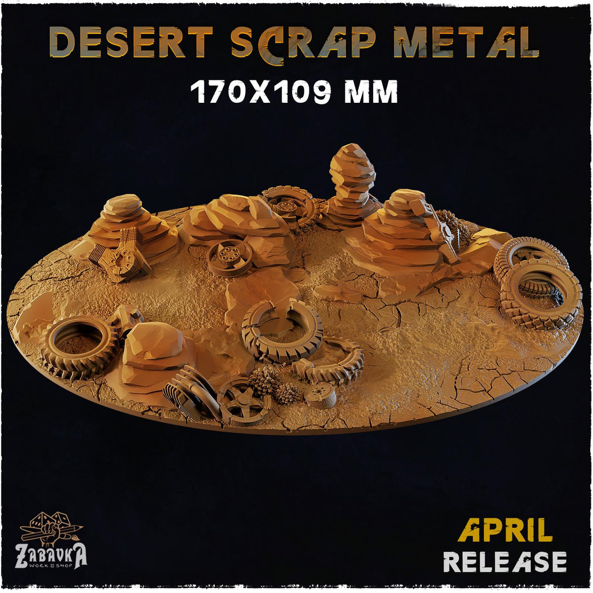 Desert Scrap Metal Miniature Bases & Toppers | 25mm 32mm 40mm Round Oval | Wasteland Wargaming Resin Base Set | Magnet Ready Basing