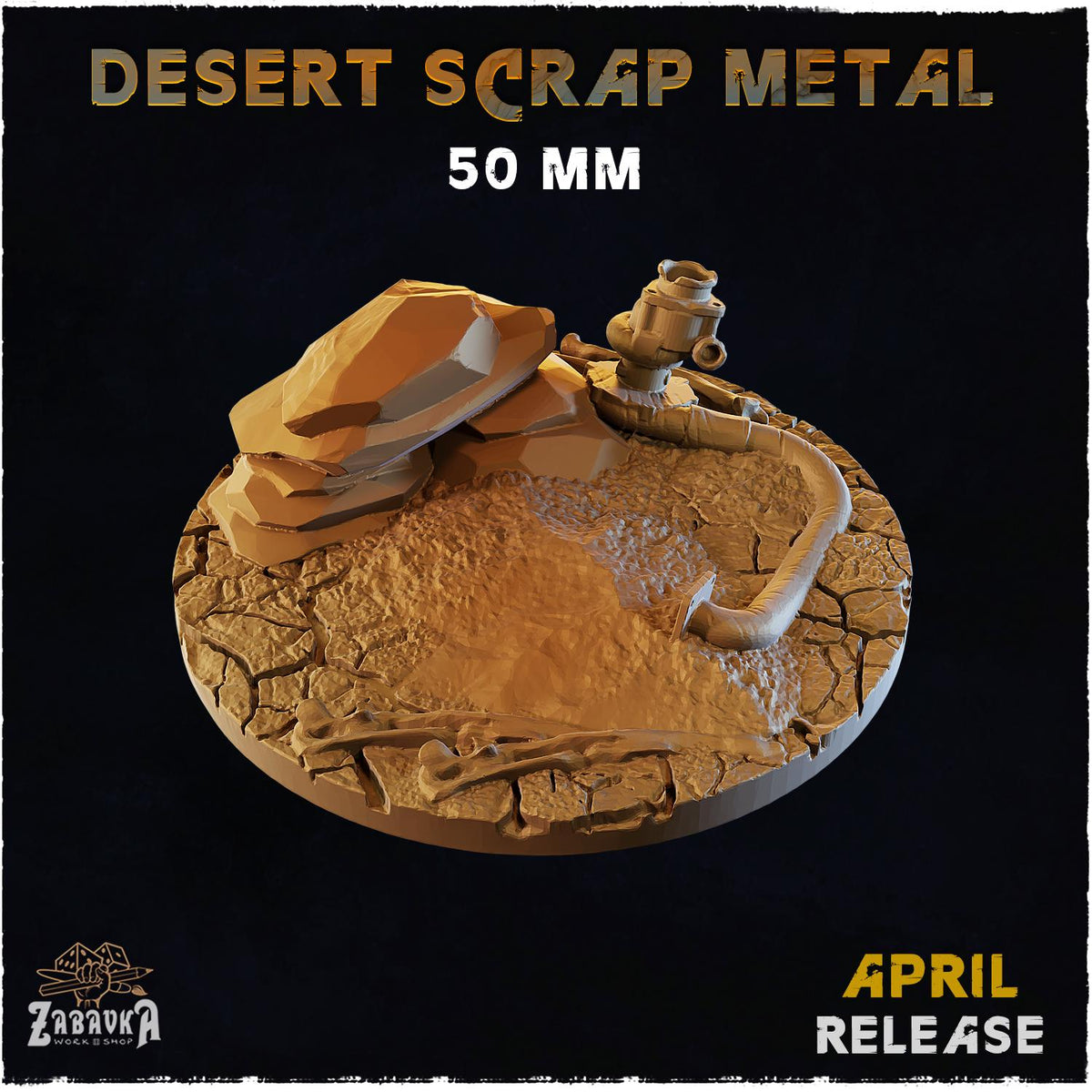 Desert Scrap Metal Miniature Bases & Toppers | 25mm 32mm 40mm Round Oval | Wasteland Wargaming Resin Base Set | Magnet Ready Basing