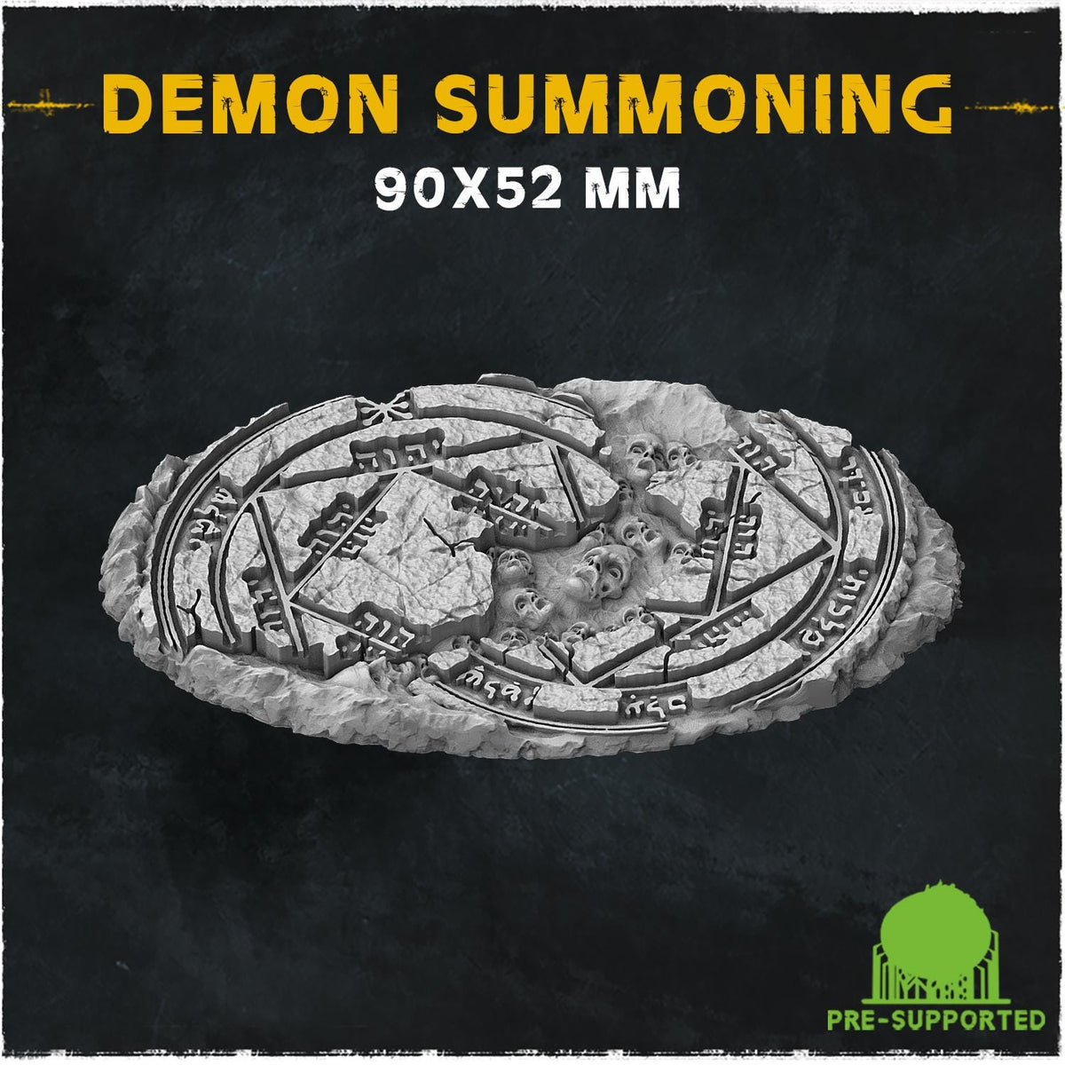 Demon Summoning Circle Miniature Bases & Toppers | 25mm 32mm 40mm Round Oval | Occult Rune Wargaming Resin Base Set | Magnet Ready