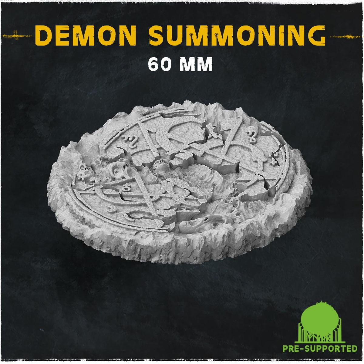 Demon Summoning Circle Miniature Bases & Toppers | 25mm 32mm 40mm Round Oval | Occult Rune Wargaming Resin Base Set | Magnet Ready